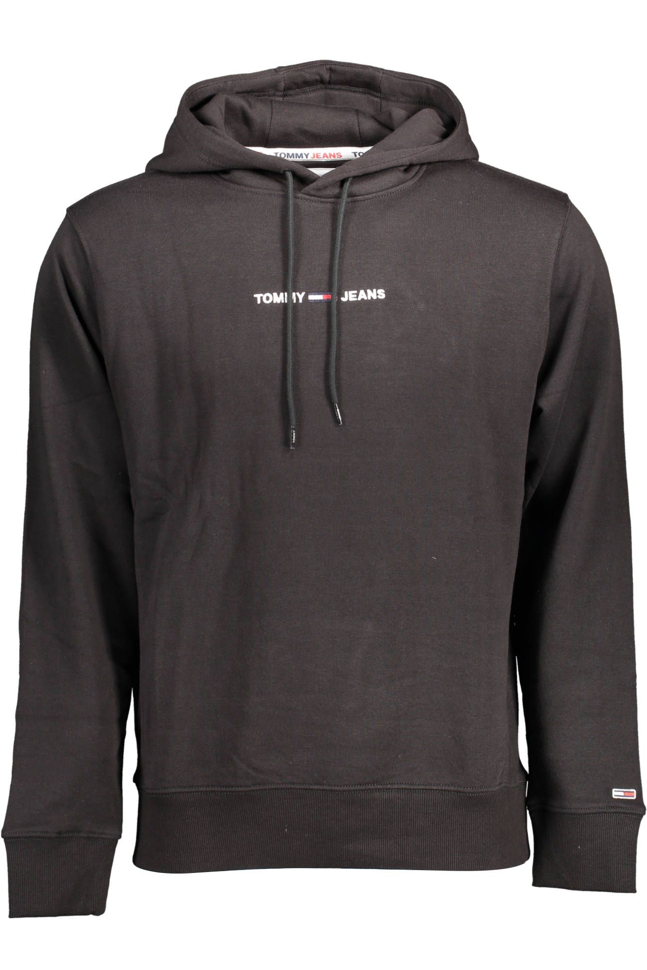 Sleek Black Hooded Sweatshirt with Embroidery