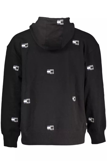 Sleek Black Hooded Sweatshirt with Embroidery