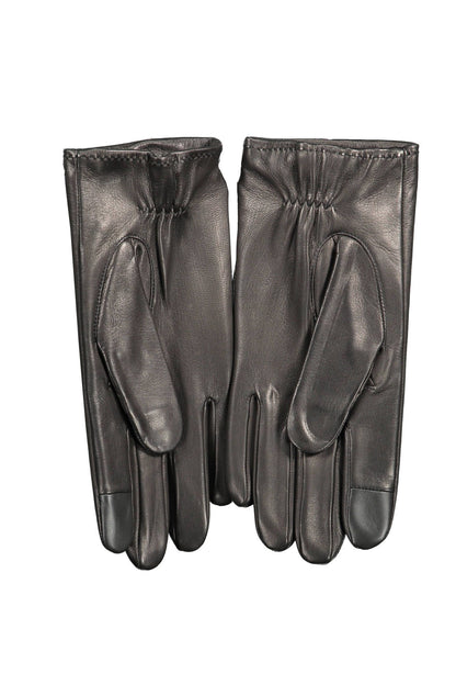 Elegant Padded Black Leather Gloves