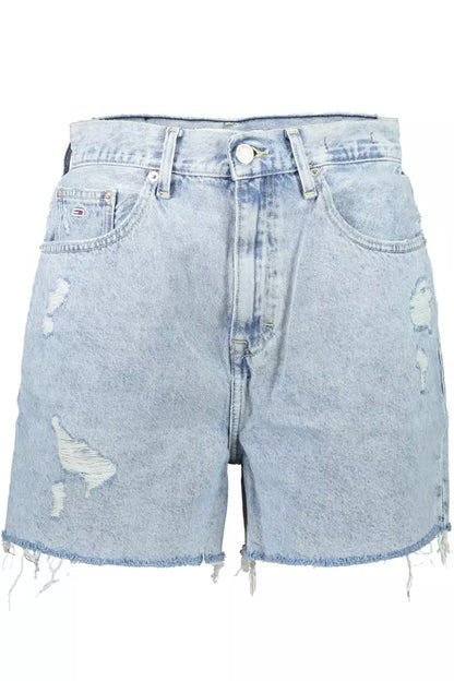 Chic Denim Mom Shorts with Embroidery