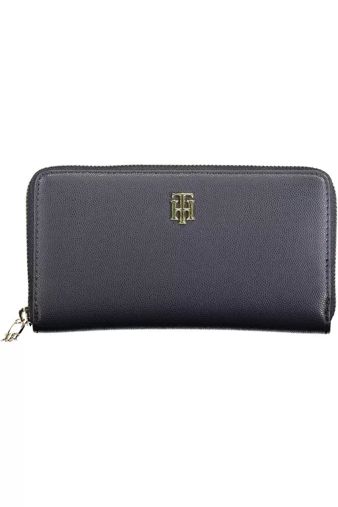 Elegant Blue Polyethylene Wallet with Logo Detail