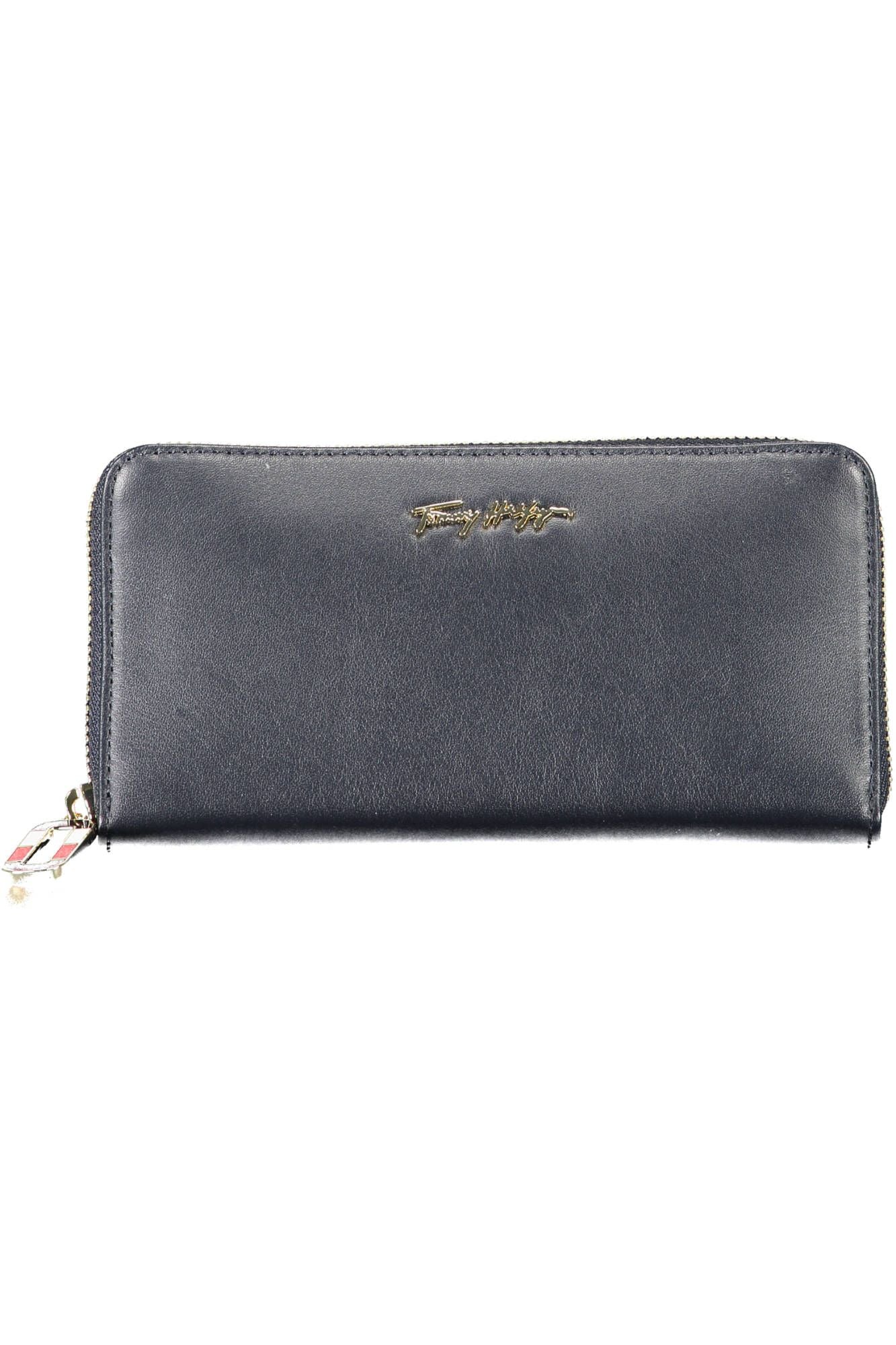 Chic Blue Leather Wallet with Multiple Compartments