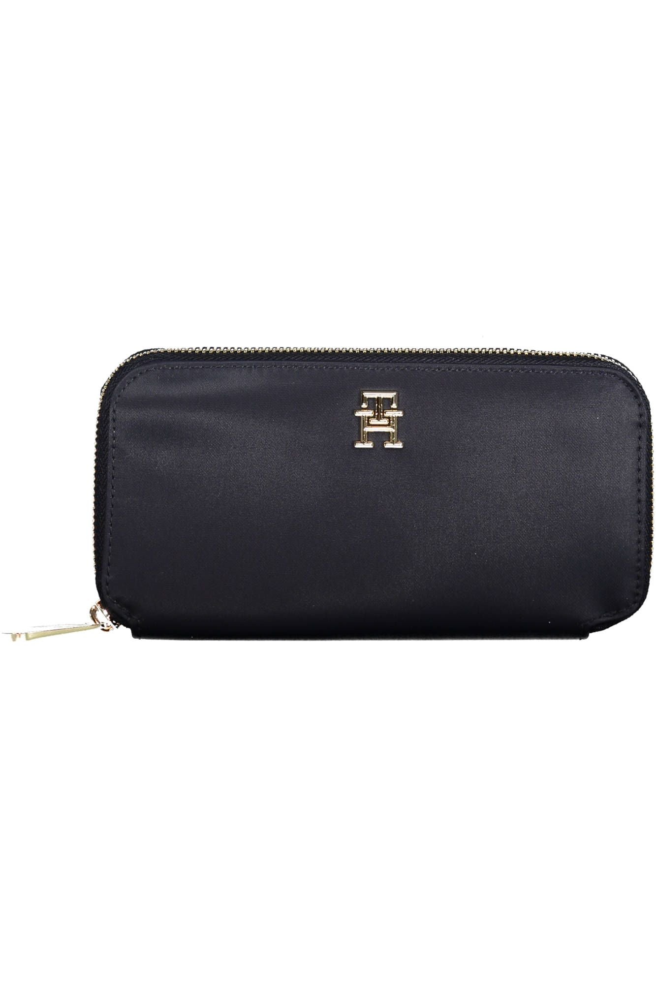 Chic Blue Zippered Wallet with Logo Detail