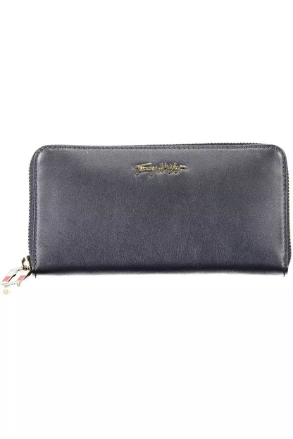 Elegant Blue Leather Wallet with Multiple Compartments