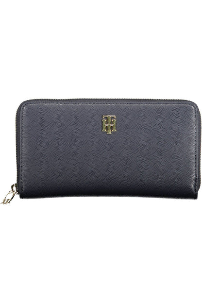 Elegant Blue Polyurethane Wallet for Women