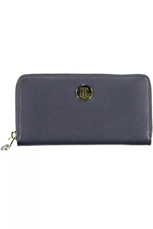 Chic Blue Polyethylene Wallet with Zip Closure