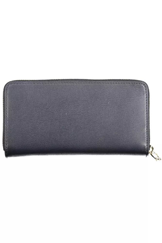 Chic Blue Zip Wallet with Multiple Compartments