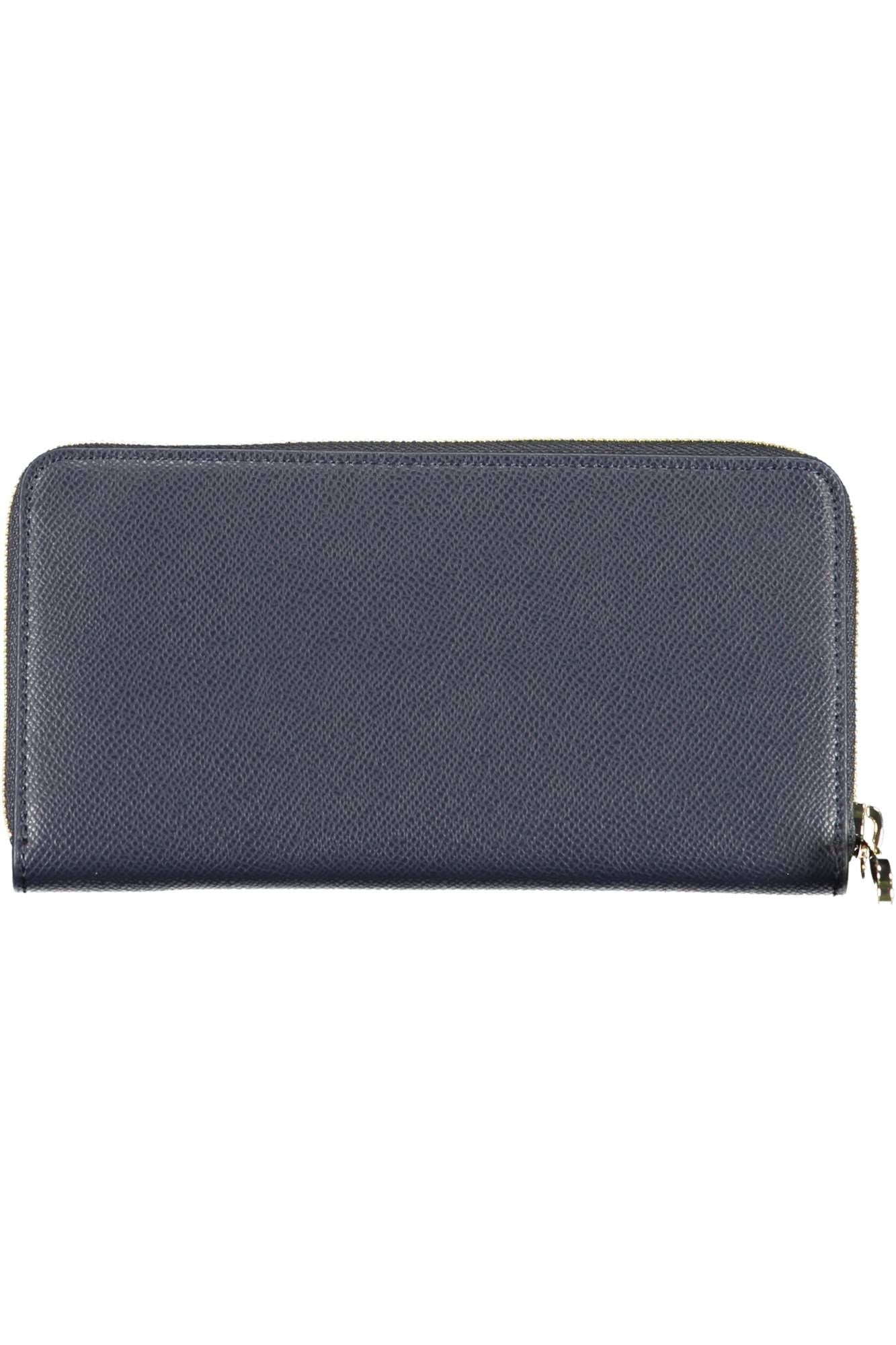 Chic Blue Polyurethane Wallet with Logo Detailing