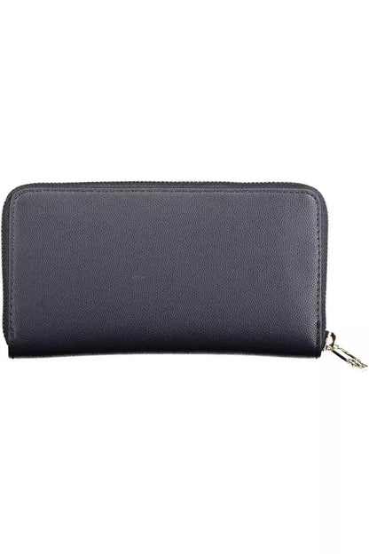 Elegant Blue Polyethylene Wallet with Logo Detail