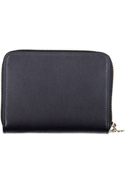 Chic Blue Polyurethane Wallet with Coin Purse