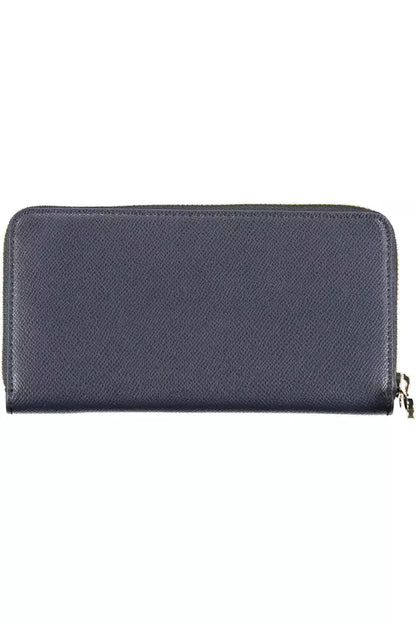 Chic Blue Polyethylene Wallet with Zip Closure