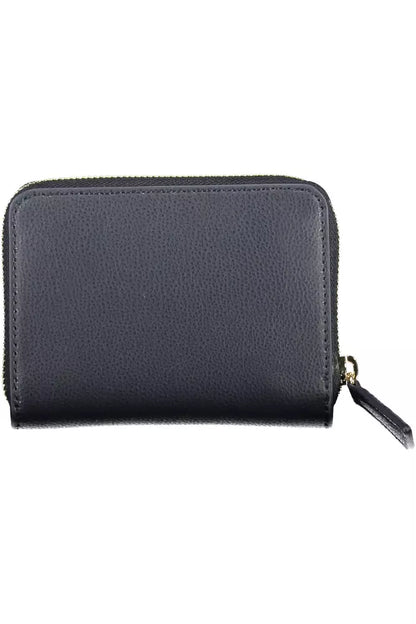 Elegant Blue Zip Wallet with Contrasting Details