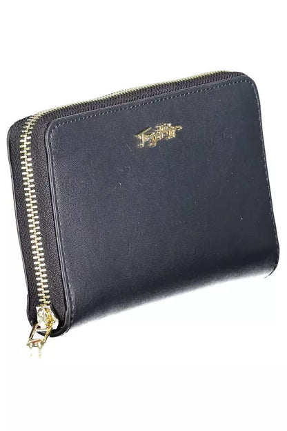 Chic Blue Zip Wallet with Multiple Compartments