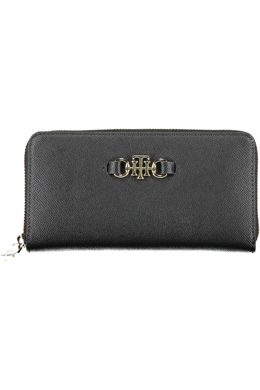 Elegant Black Zip Wallet with Multiple Compartments