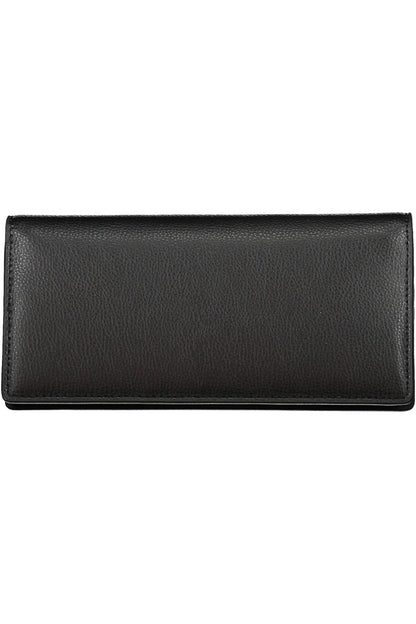 Elegant Black Polyurethane Wallet for Women