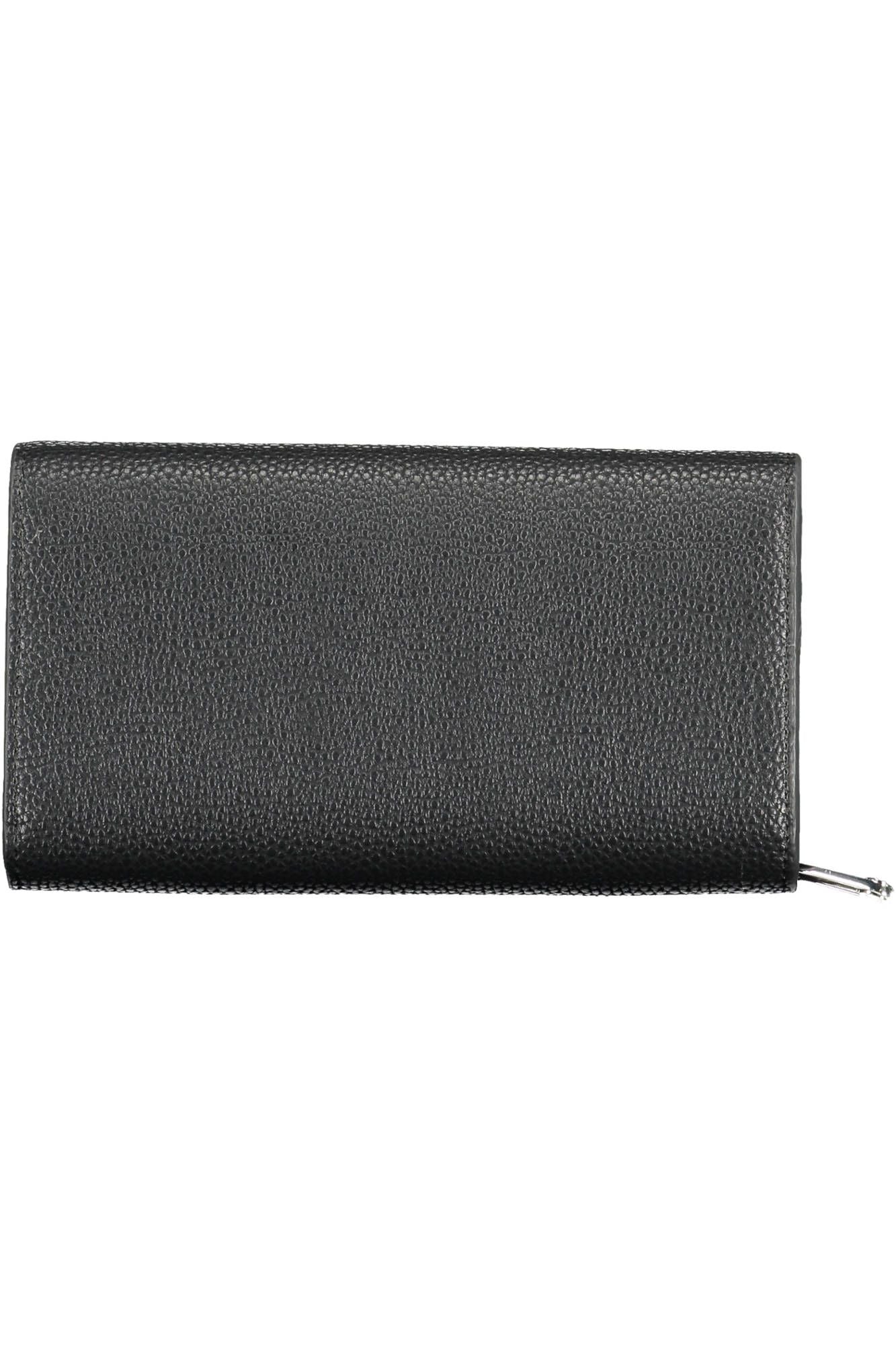 Chic Black Polyurethane Wallet with Coin Purse