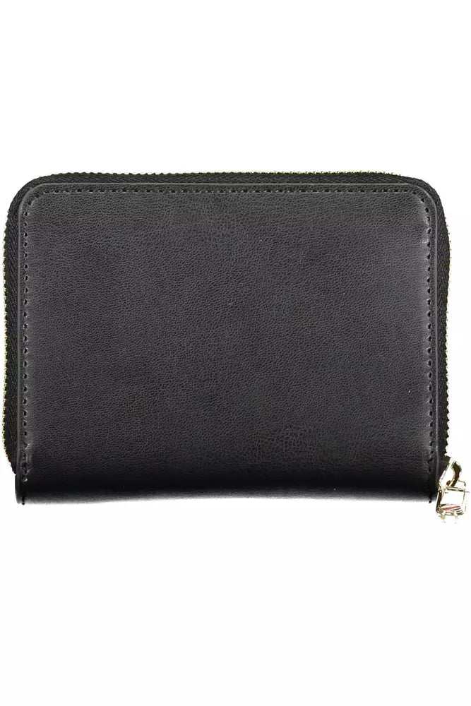 Sleek Black Polyethylene Wallet with Zip Closure