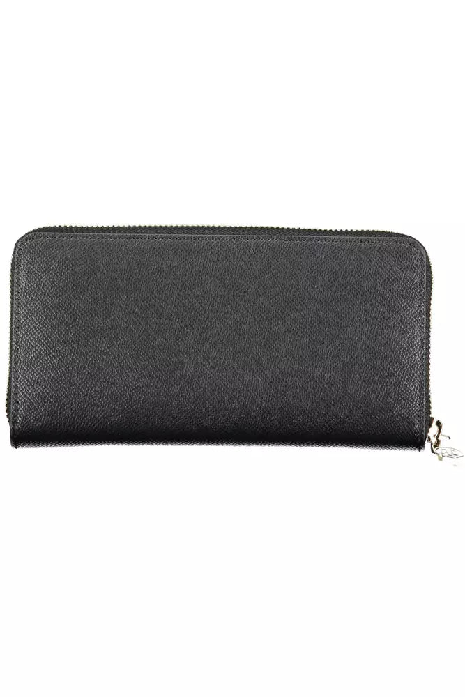 Elegant Black Zip Wallet with Logo