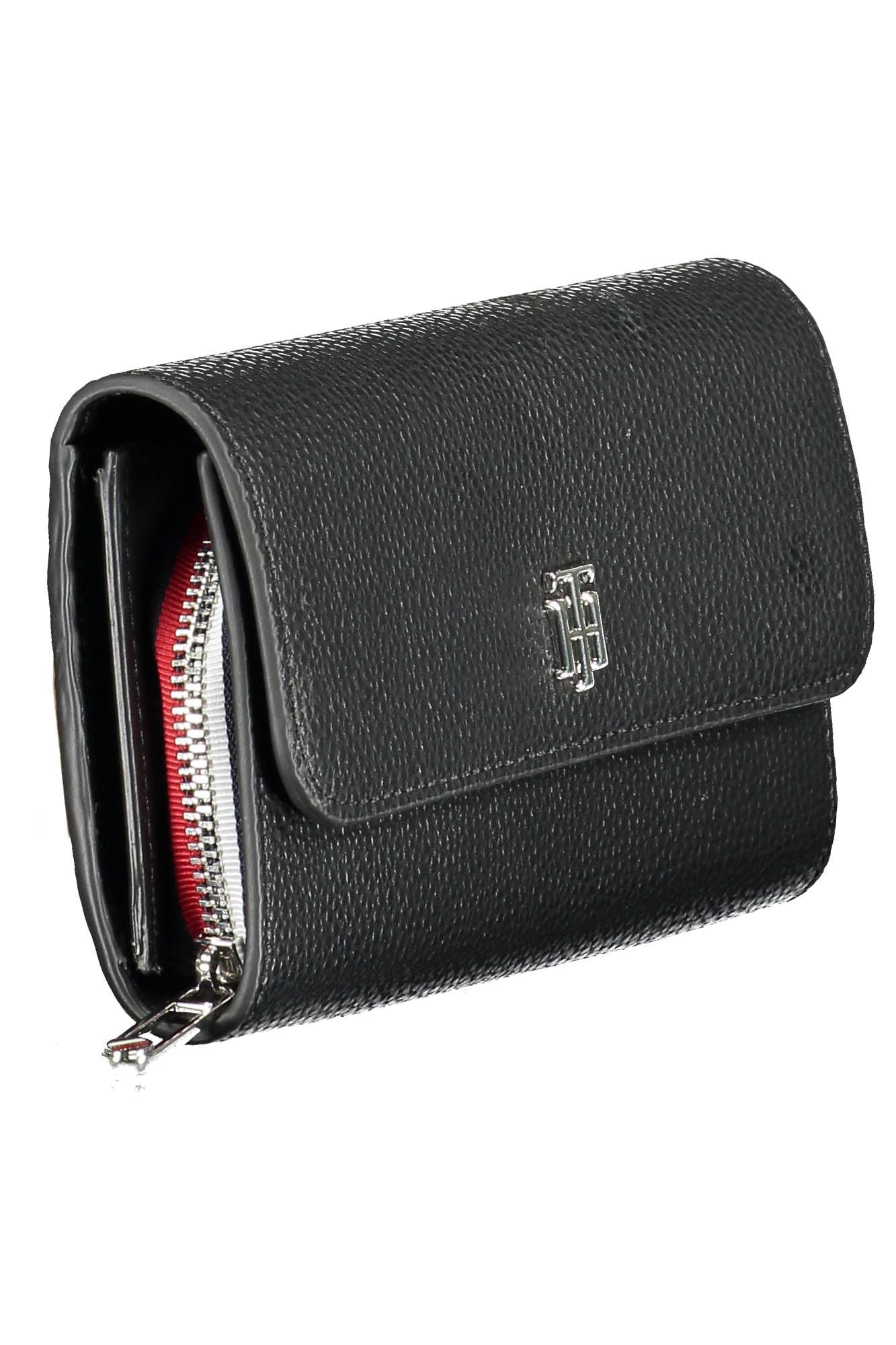 Chic Black Polyurethane Wallet with Coin Purse