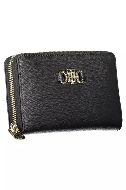 Elegant Black Zip Wallet with Logo