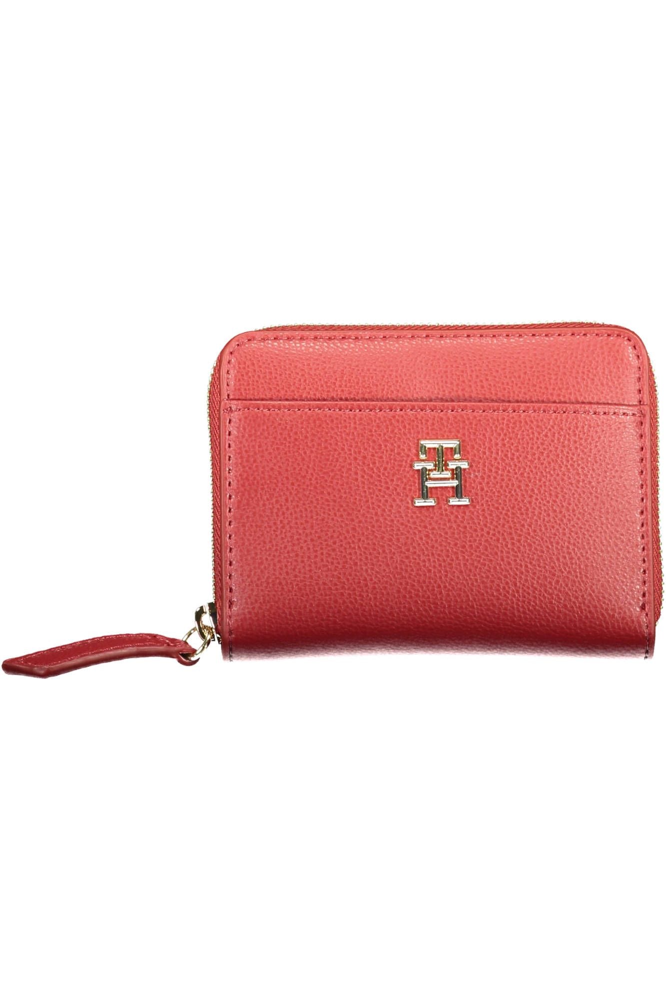 Elegant Red Zip Wallet with Contrasting Detailing