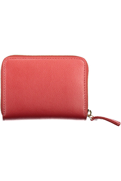 Elegant Red Zip Wallet with Contrasting Detailing