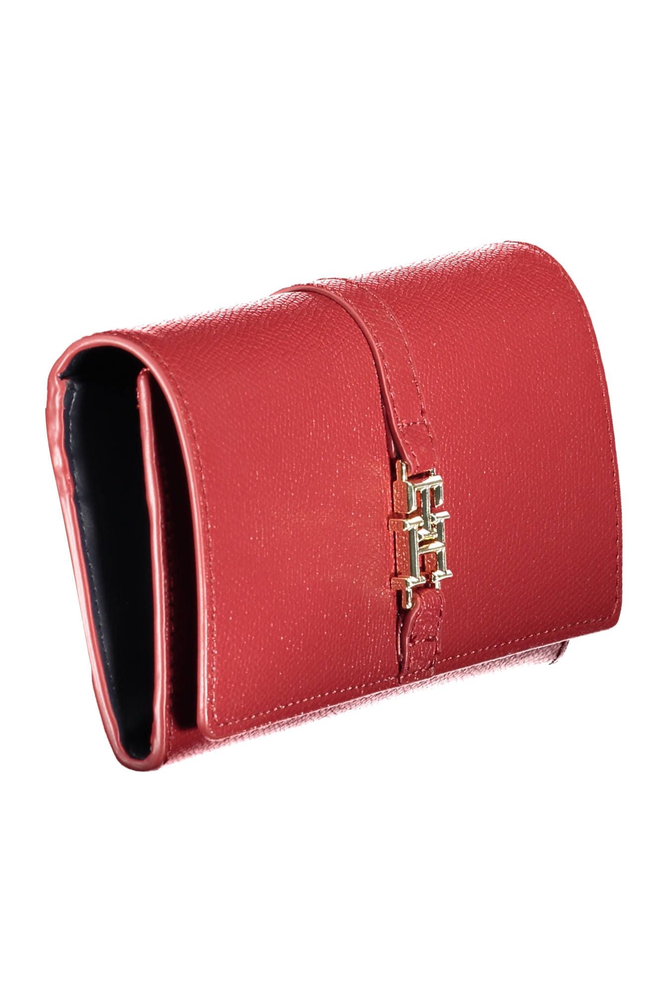 Elegant Red Polyurethane Tri-Fold Wallet