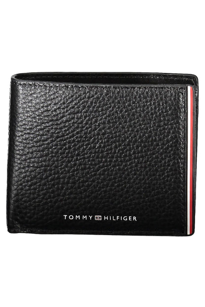 Sleek Black Leather Wallet with Compartment & Coin Purse