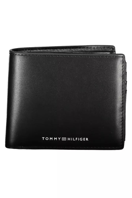 Sleek Black Leather Wallet with Coin Purse