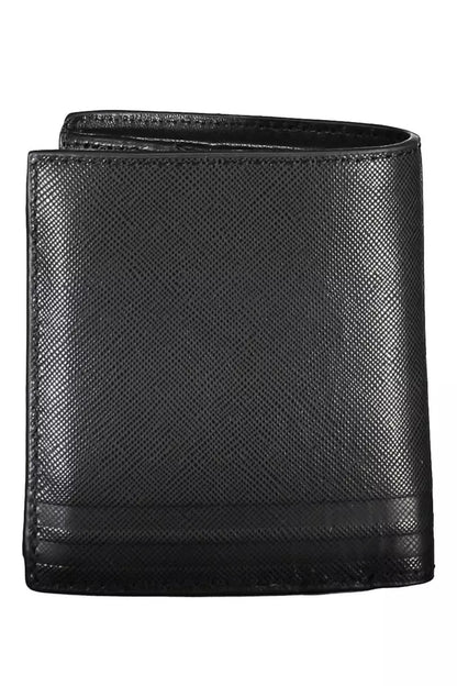 Sleek Black Leather Wallet with Coin Purse