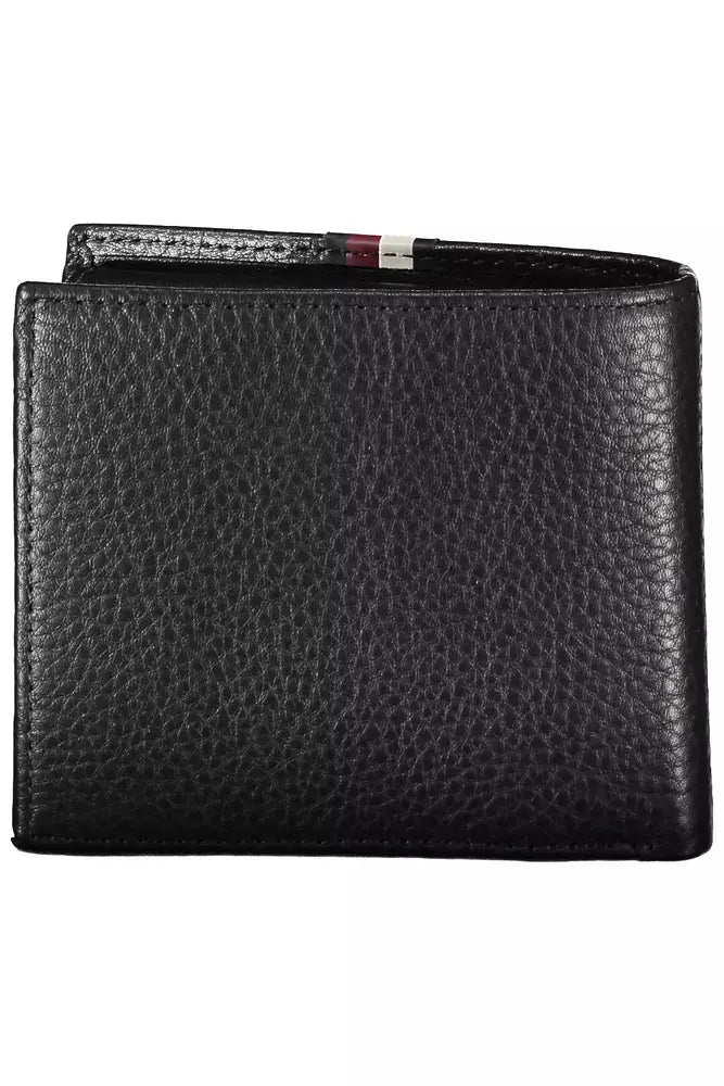 Elegant Black Leather Wallet with Contrast Details