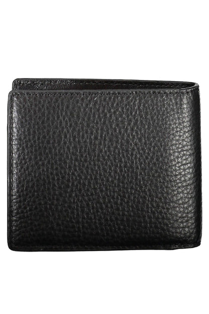 Sleek Black Leather Wallet with Compartment & Coin Purse