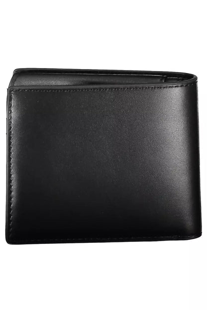 Sleek Black Leather Wallet with Coin Purse