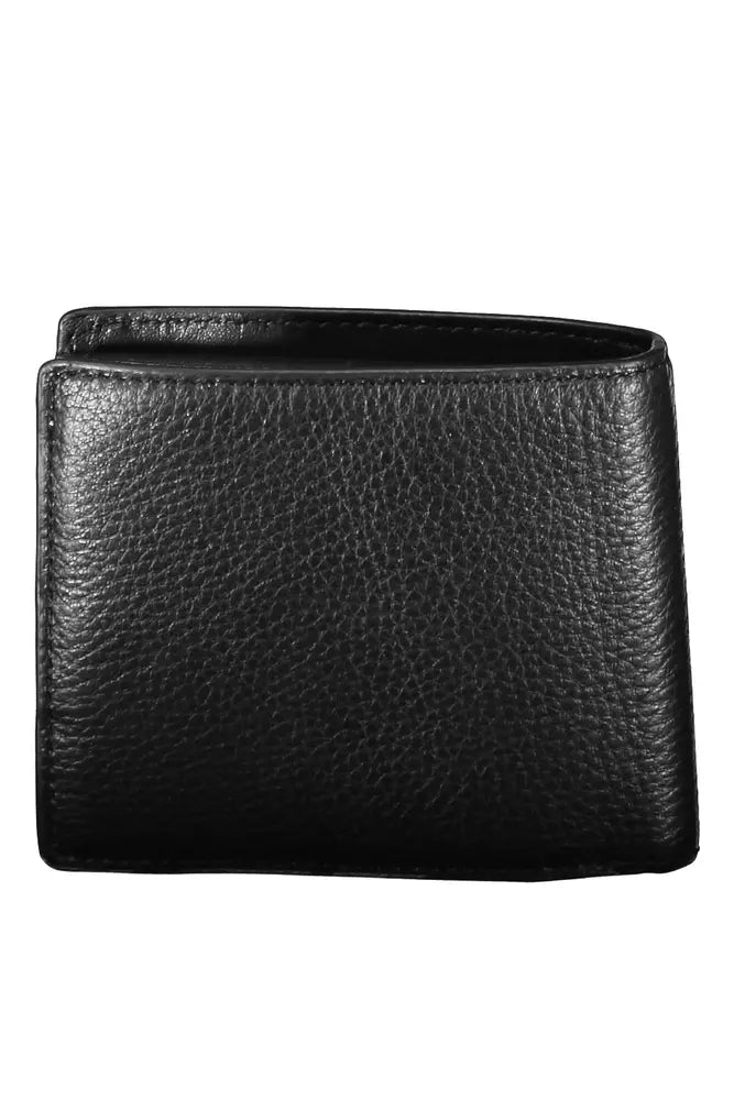 Sleek Black Leather Dual Compartment Wallet