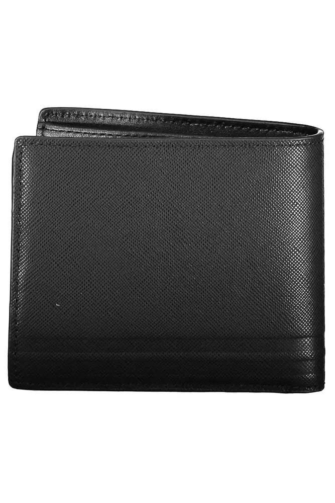 Sleek Black Leather Bifold Wallet with Coin Purse