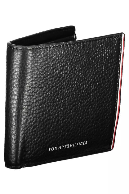 Sleek Black Leather Wallet with Contrasting Accents