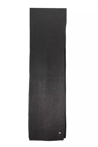 Sleek Cotton-Cashmere Black Scarf