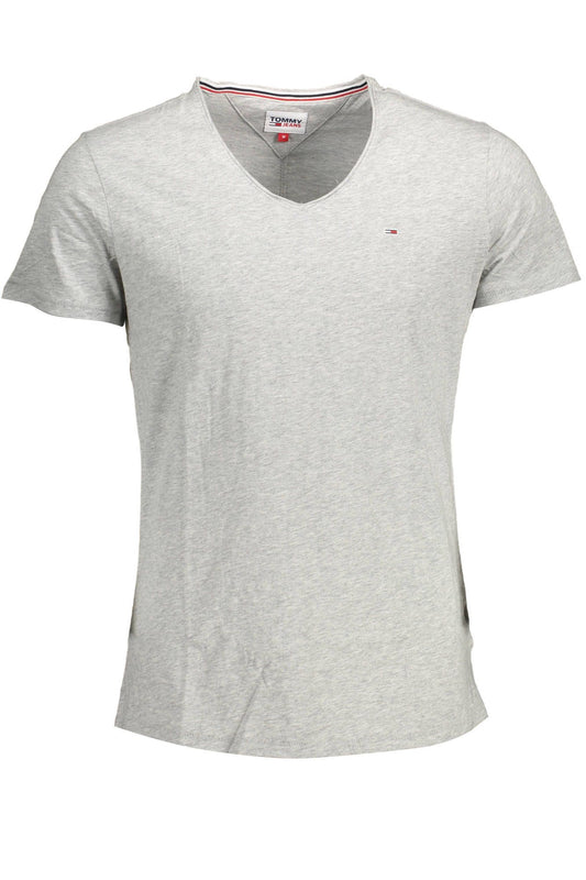 Chic Gray V-Neck Logo Tee