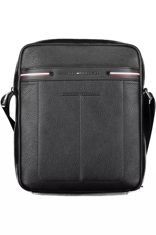 Sleek Black Polyethylene Shoulder Bag