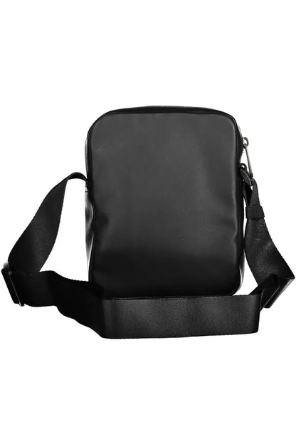 Sleek Black Shoulder Bag with Compartments