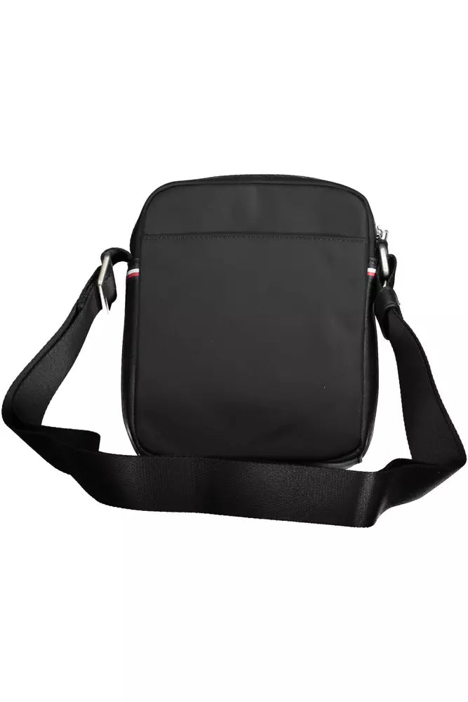 Sleek Black Shoulder Bag with Contrasting Accents