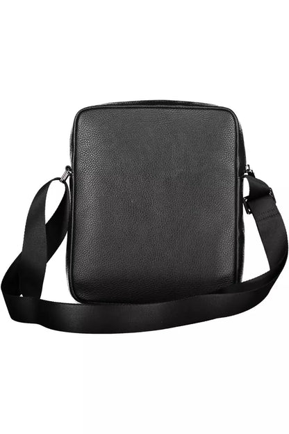 Sleek Black Polyethylene Shoulder Bag