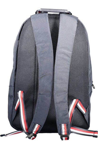 Chic Blue Recycled Backpack with Laptop Compartment