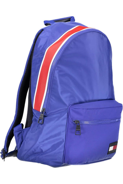 Sleek Blue Nylon Backpack with Laptop Pocket