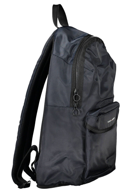 Eco-Conscious Blue Backpack with Logo Print