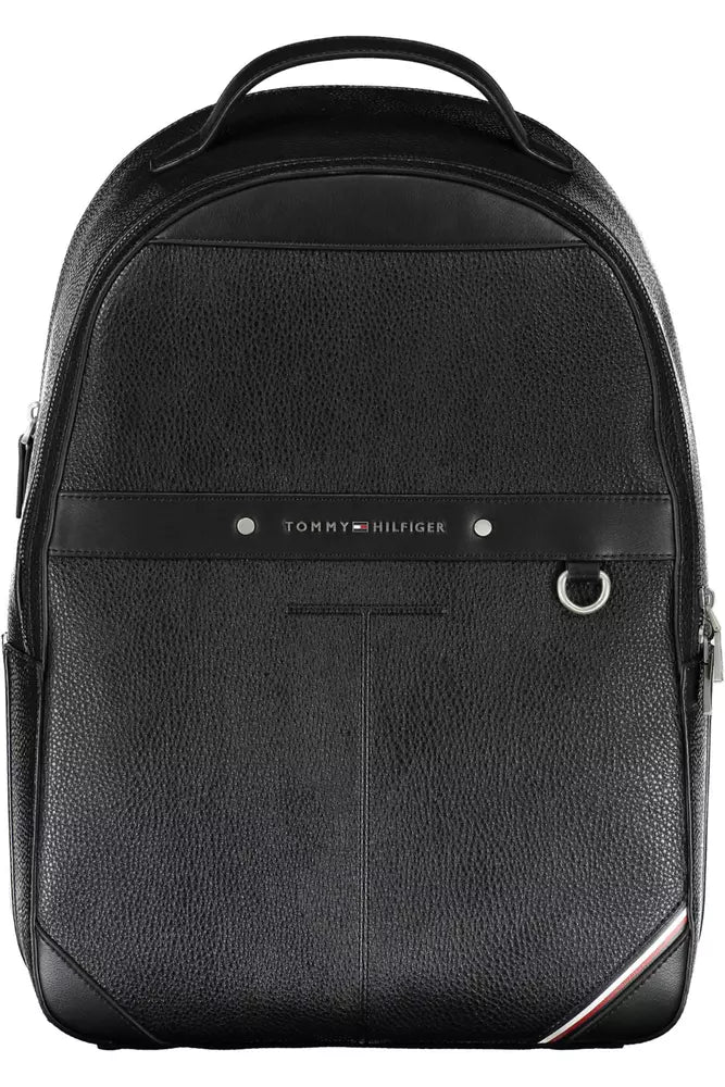 Elegant Black Laptop Backpack with Logo Detail