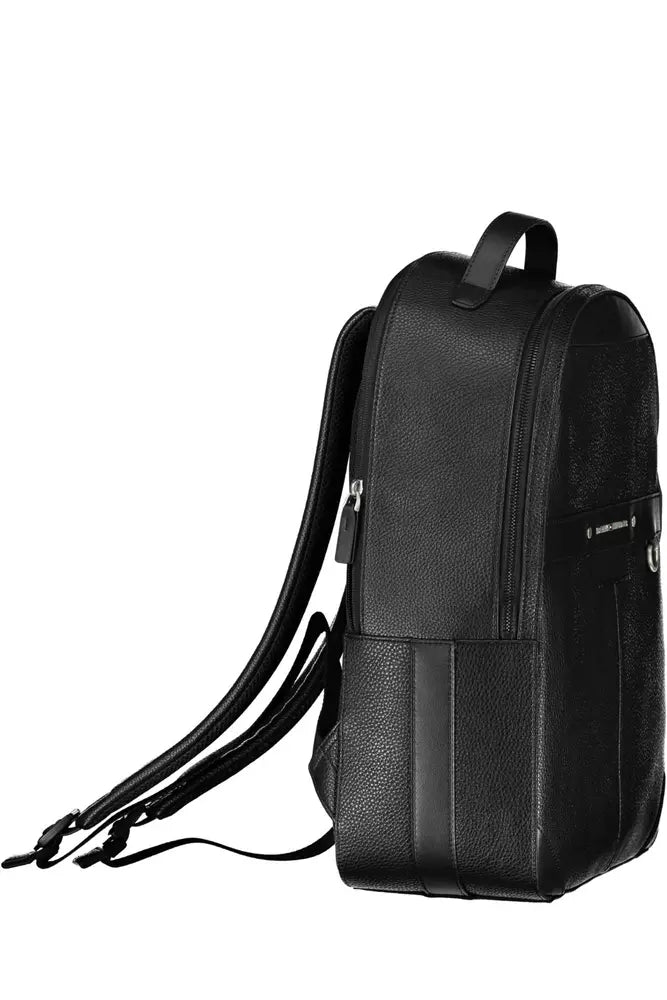 Elegant Black Laptop Backpack with Logo Detail