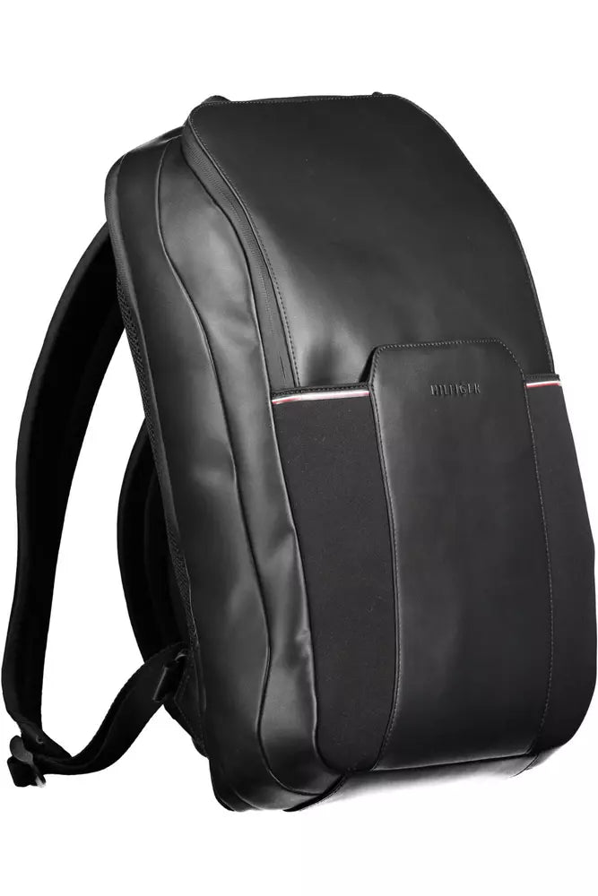 Sleek Urban Black Backpack with Contrast Details