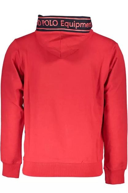 Crimson Cotton Hooded Sweatshirt with Contrasting Details