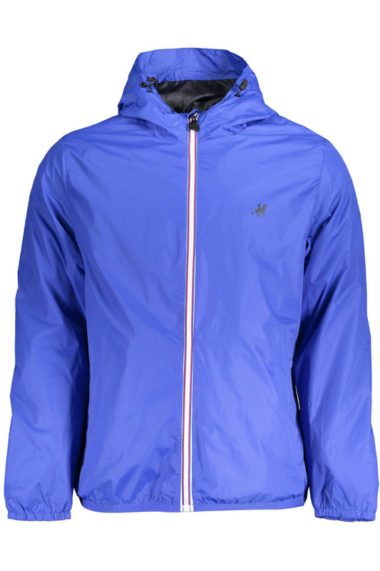 Chic Blue Hooded Waterproof Jacket